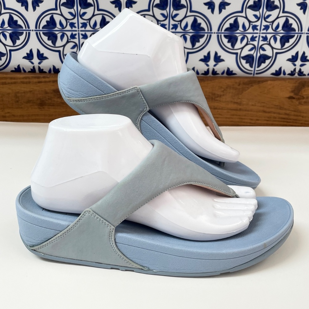 FitFlop Lulu Pale Blue Toe Post Wedge Sandal Size 9 - Picture 6 of 10